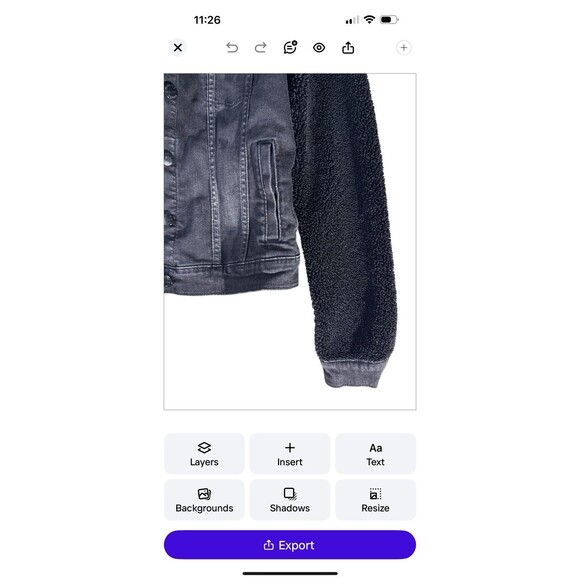 Miss Me Black Denim Jean Trucker Jacket Womens Sherpa Sleeves Size Small - Picture 4 of 11